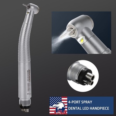 Turbina Dental LED E-generator Fiber Handpiece 4Hole Push Button 4-Spray NEW