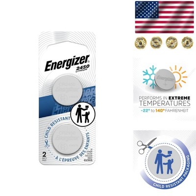 2450 Lithium Coin Batteries - 2 Pack with Mercury-Free Assurance & Reliability