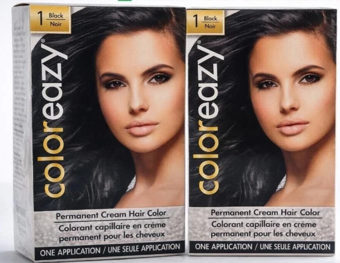 2 Pack Color eazy Permanent Cream Hair Color #1 Brown New Sealed