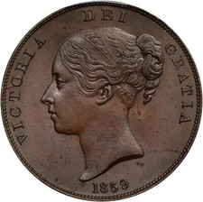 Great Britain: Victoria bronzed Proof Penny 1839 PR64 PCGS