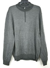 Toscano Mens Mock Neck Quarter Zip Diagonal Sweater Wool Blend Rib Trim