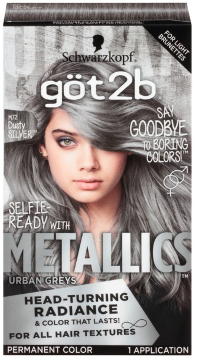 Got2b Metallic Permanent Hair Color, 4.6 OZ, M72 Dusty Silver