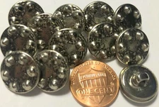 12 Silver Tone Metal Shank Buttons Hollow Puffed  5/8" 15.3mm # 5729