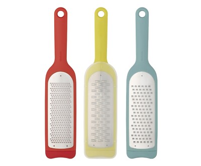 3er Set Reibe mit Griff Tasty+ Gelb Rot Blau Edelstahl - BRABANTIA - verschiedene Schnitte
