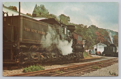 Cass West Virginia Cass Scenic Train Railroad Engines 4 and 5 Vintage Postcard