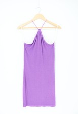 ENZA COSTA Silk Rib Strappy Halter Dress Violet M 189 C1