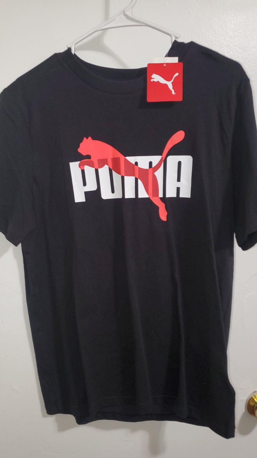 ALTRA T shirt da uomo collo Puma Crew manica corta bianco nero rosso logo taglia M