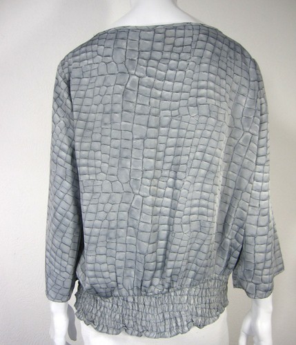 Michael Michael Kors long sleeve scoop neck blouse Top Size L large Gray animal - Picture 6 of 8