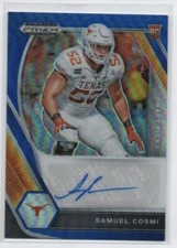 Samuel Cosmi - 2021 Panini Prizm DP Blue Auto RC #/149 - Commanders