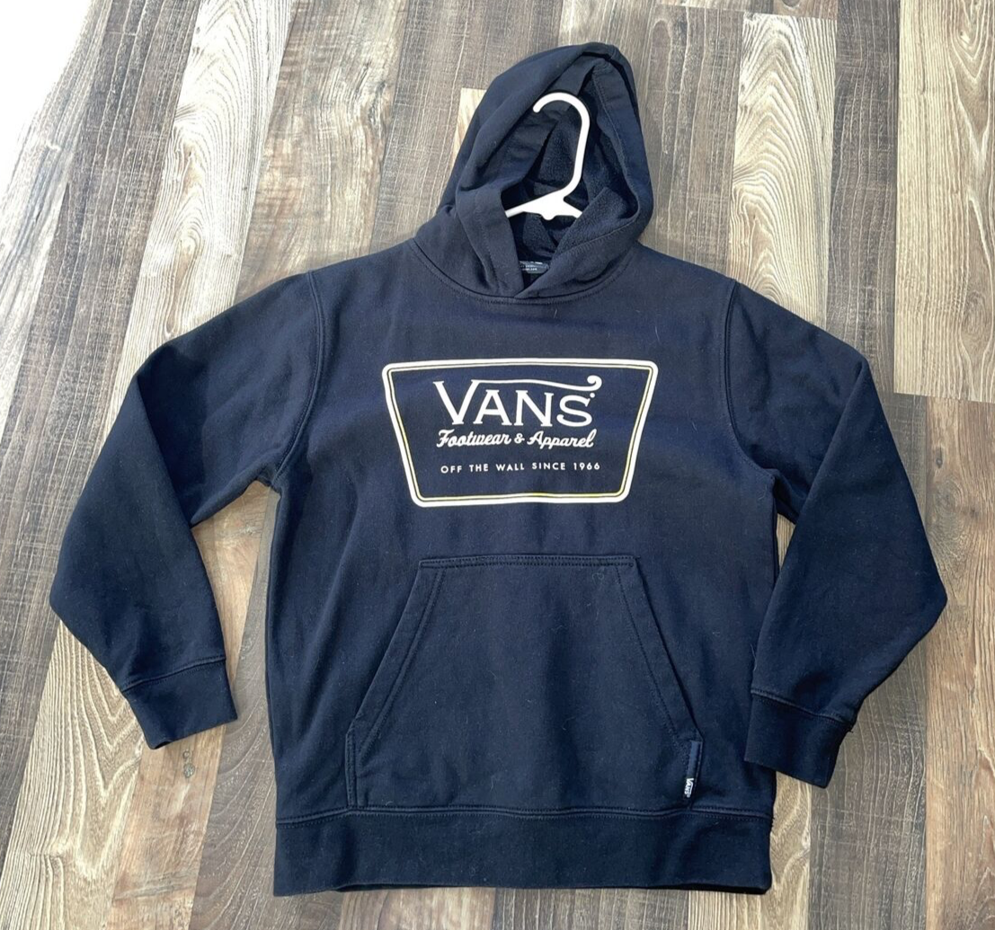 Vans Youth Pullover Hoodie Sweatshirt Black Graphic Print size