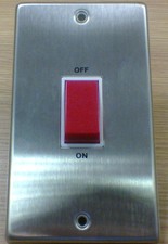 Volex VX9703SS 45A DP Satin Chrome Switch White Insert, Cooker Switch 