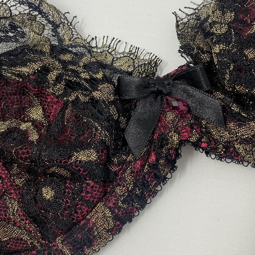 Agent Provocateur Yesmine Bra Black Gold Pink 32DD NWT $675 - Picture 10 of 15