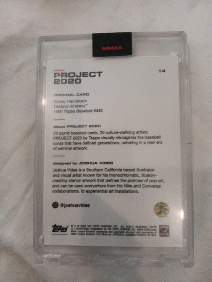 2020 Topps Project 2020 - 1990 Topps Rickey Henderson #14 Joshua Vides /1221 - Image 2 of 2