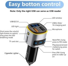 SONRU Bluetooth FM Transmitter Car Handsfree Charger USB QC 3.0 USB SD