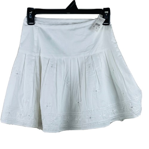 Talbots Kids Skirt Girls 8 White Solid Pleated Embroidered Rhinestone Floral - Picture 10 of 10