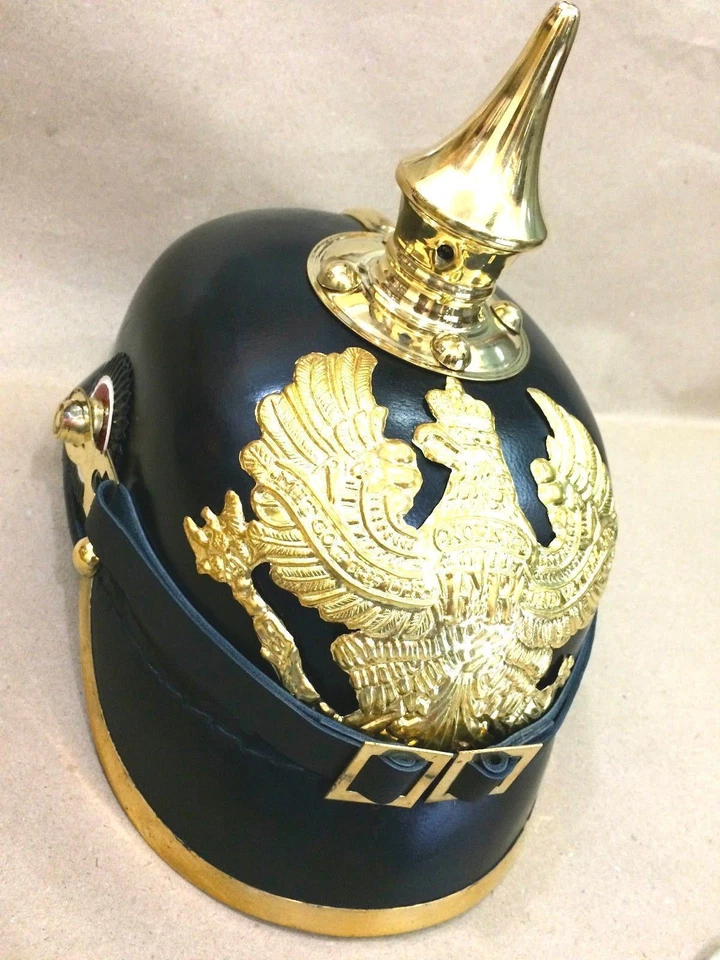 Imperial Alemán Prusiano Cuero Pickelhaube Spike Casco Alemán Vinatge Regalo Foto 2 de 4