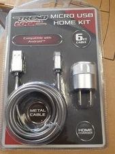 TREND LOGIC MICRO USB HOME CHARGER KIT 6FT METAL CABLE silver 