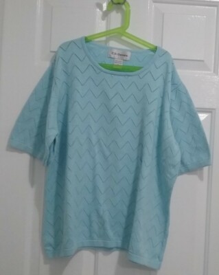 C.D Daniels Light Short Sleeve Round Neck Sweater Top 1X Zic-Zac