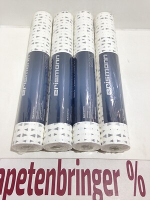 Vliestapete Erismann 4 x 6442-29 (4Rollen) Weiß Silber Dreieck Muster Wohnzimmer