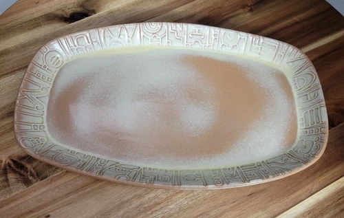 Vintage Frankoma Pottery Platter Tray 7QS Mayan Aztec Rectangular