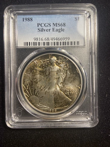 1988 American Silver Eagle PCGS MS68 - Monster Toned - Incredible looking!