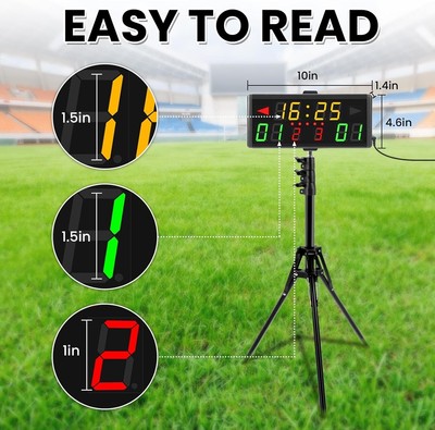 LED Scoreboard With Tripod & Remote - Digital Score Keeper For Basketball, Tennis, Cornhole, Volleyball & More