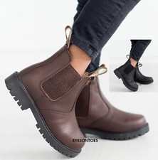 KIDS BOYS LEATHER CHELSEA DEALER ANKLE BOOTS PULL ON CHILDRENS BROWN SHOES SIZE