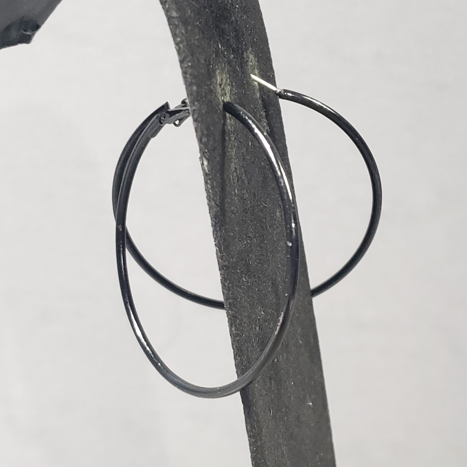 Hoop Earrings Black Large Gothic Mid Century Modernist Bohemian Pierced 2