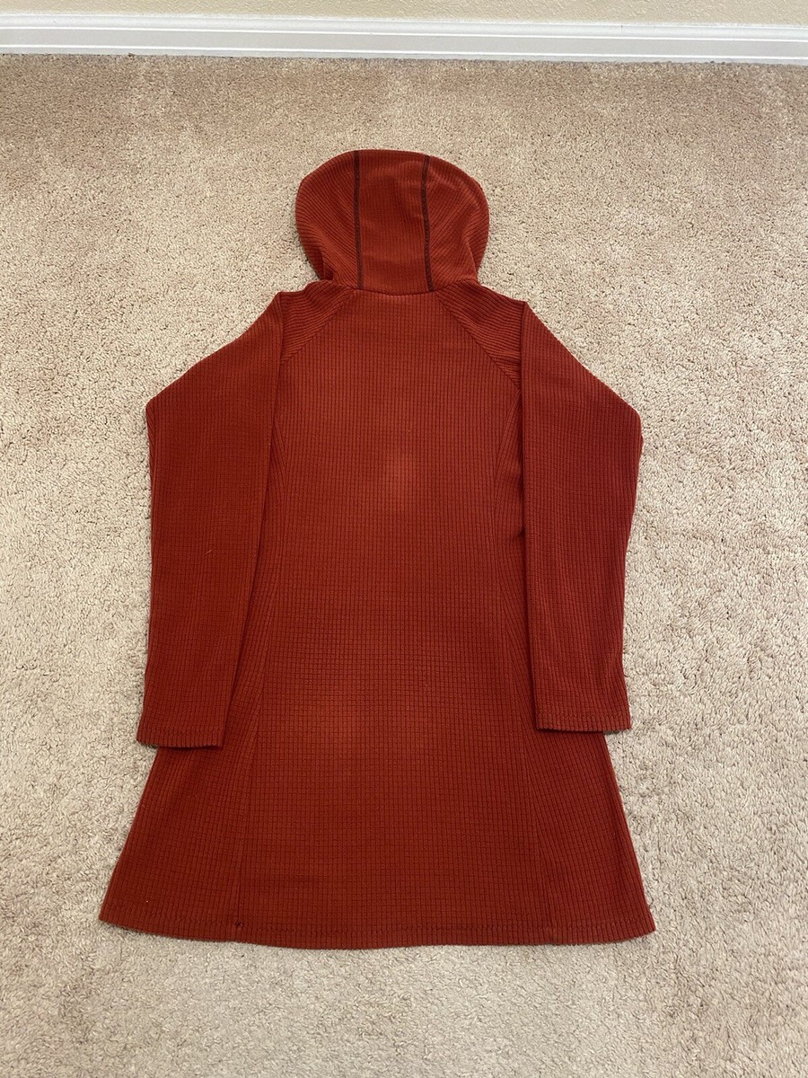 Melanzana Women's Micro Grid Hoodie Dress In Canyon Red Size XS