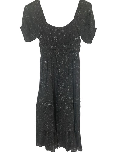 MAX+ ASH Junior Girls Dress L Off Shoulder High Waist Ruffle Sparkle Black Gypsy - Picture 2 of 9