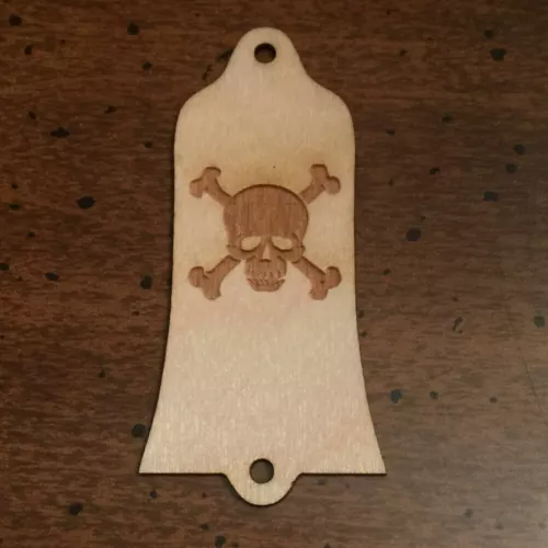 GUITAR TRUSS ROD COVER - Wood Burned - Fits GIBSON USA - SKULL & BONES