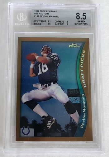 PEYTON MANNING - 1998 TOPPS CHROME - #165 - ROOKIE RC REFRACTOR - BGS 8.5 NM-MT+