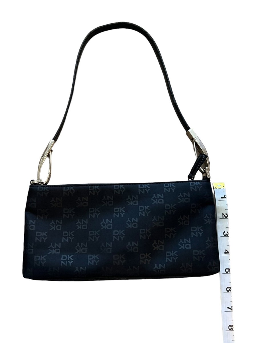 Y2K 2000s Vintage DKNY Black Nylon Mini Monogram Print