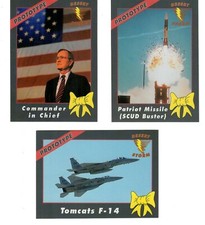 SET OF 3 - 1991 DESERT STORM PROTOTYPE CARDS - GEORGE H. BUSH, TOMCATS F-14, +1