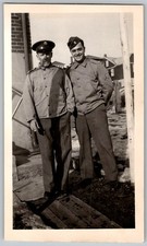 Vtg B W Snapshot Two WWII Us Army Soldiers In Military Uniforms Jackets 1943