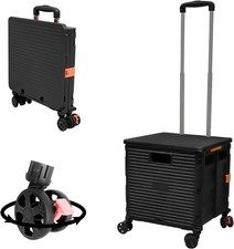 Foldable Utility Cart Folding Portable Rolling Crate Handcart W/ Durable Handle