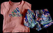 ADIDAS ORANGE BLUE GREEN 2 PIECE SHORTS OUTFIT-SIZE 2T-NEW WITH TAGS