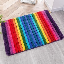 Colorful Rainbow Striped Non Slip Microfiber Bathroom Rug19 X27