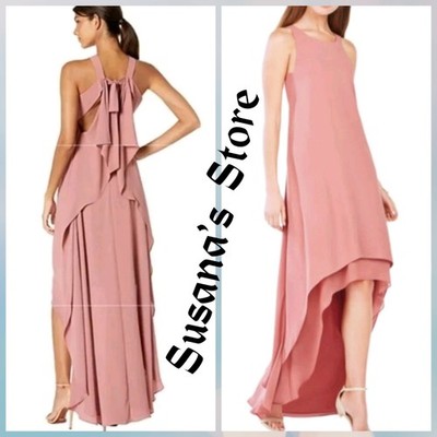 NWT BCBG MAXAZRIA SIZE S DACEY ROSE BACK CASCADE RUFFLE HIGH-LOW DRESS MRP $268