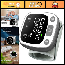 Rechargeable Wrist Blood Pressure Monitor - FDA Cleared, Accurate, Voice Broadca