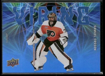 2025-26 Upper Deck #VB-5 Samuel Ersson Philadelphia Flyers Vibing Hockey Card