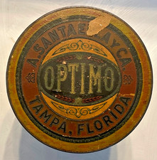 Vintage Tampa, FL Optimo Very Mild Round Cardboard w/Tin Lid Cigar Canister