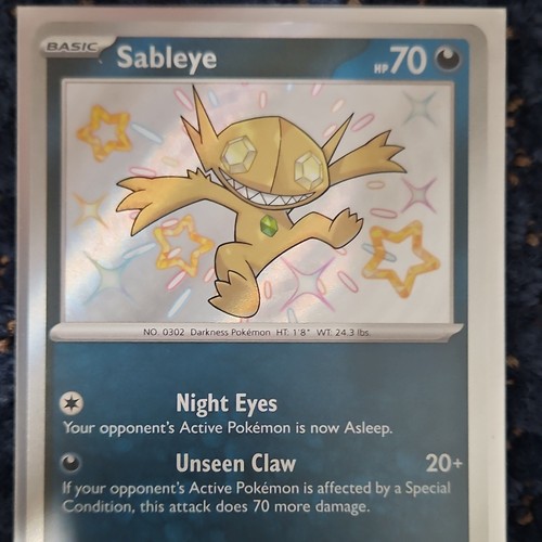Pokemon TCG Sableye 184/091 SV Paldean Fates Holo Shiny Rare Basic HP 70 Eng