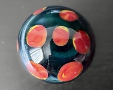 Robert LaGrand 1.07" Aventurine Swirl Handblown Art Glass Marble   Unsigned