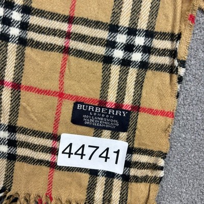Burberry London Scarf 64x12 Inches Beige Nova Check 100% Lambswool