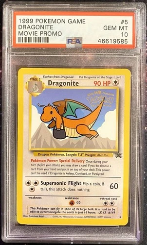 1999 Pokémon Dragonite PSA 10 - Pokémon Game Movie Promo #5 Pop 1,143 🔥