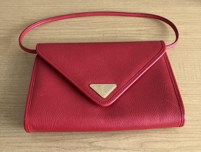 Saint Laurent Leather Handbag Auth Red Women France 125104