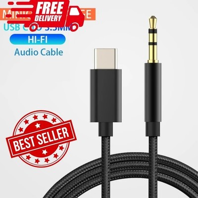 USB-C Aux Kabel Audio USB C Adapter Klinke 3,5mm Samsung Iphone 15 16 schwarz