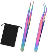 Precis Nail Art Eyelash Extens Tweezers - Stainl Steel False Lash