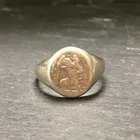 Sterling Silver Signet Ring Size V St Christopher Design Vintage 6.50g